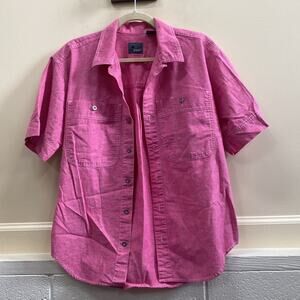 LizWear Pink Cotton short sleeve button-down top